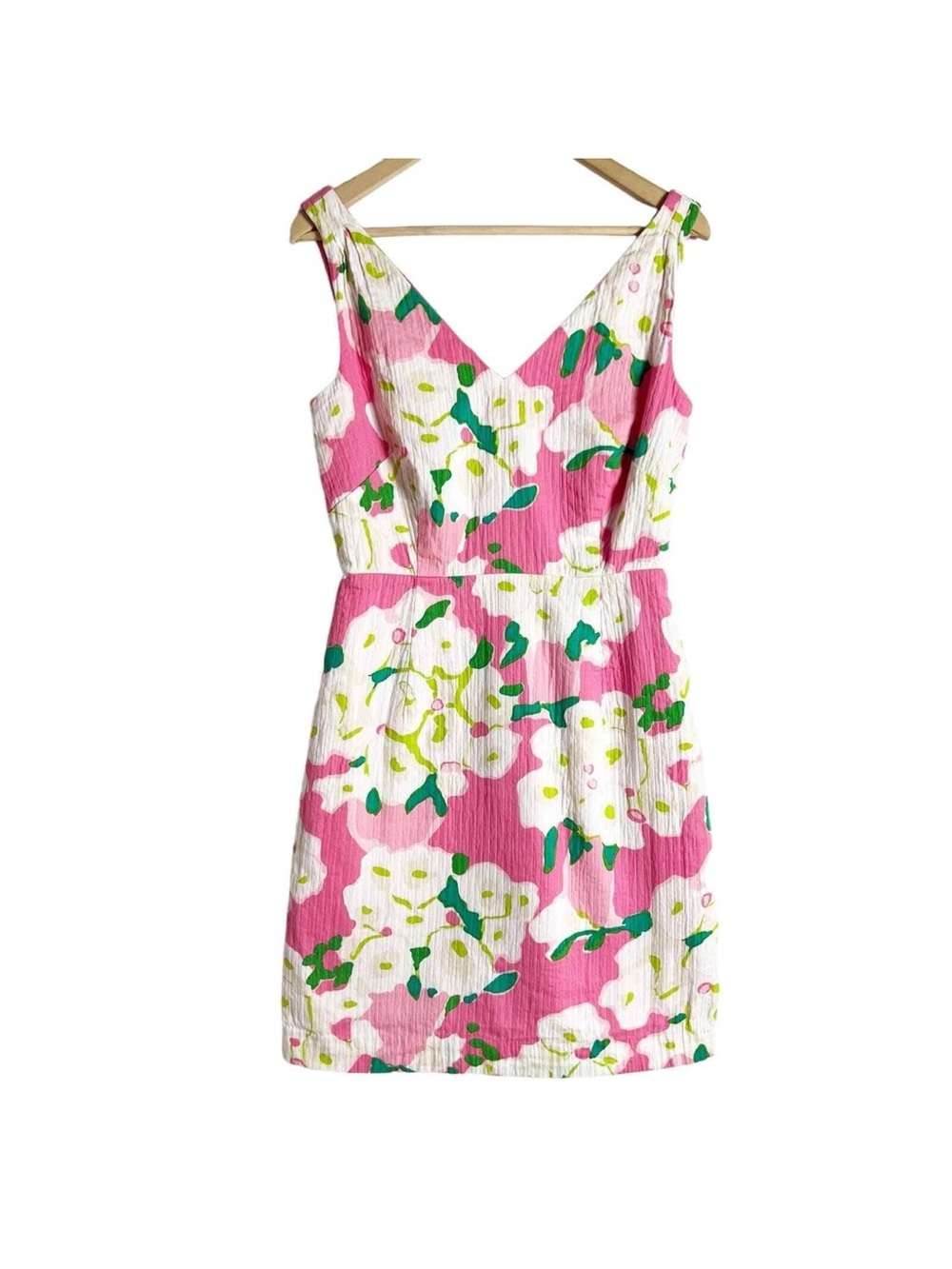 Lilly Pulitzer Kiki Dress Pink & White Floral V-Neck